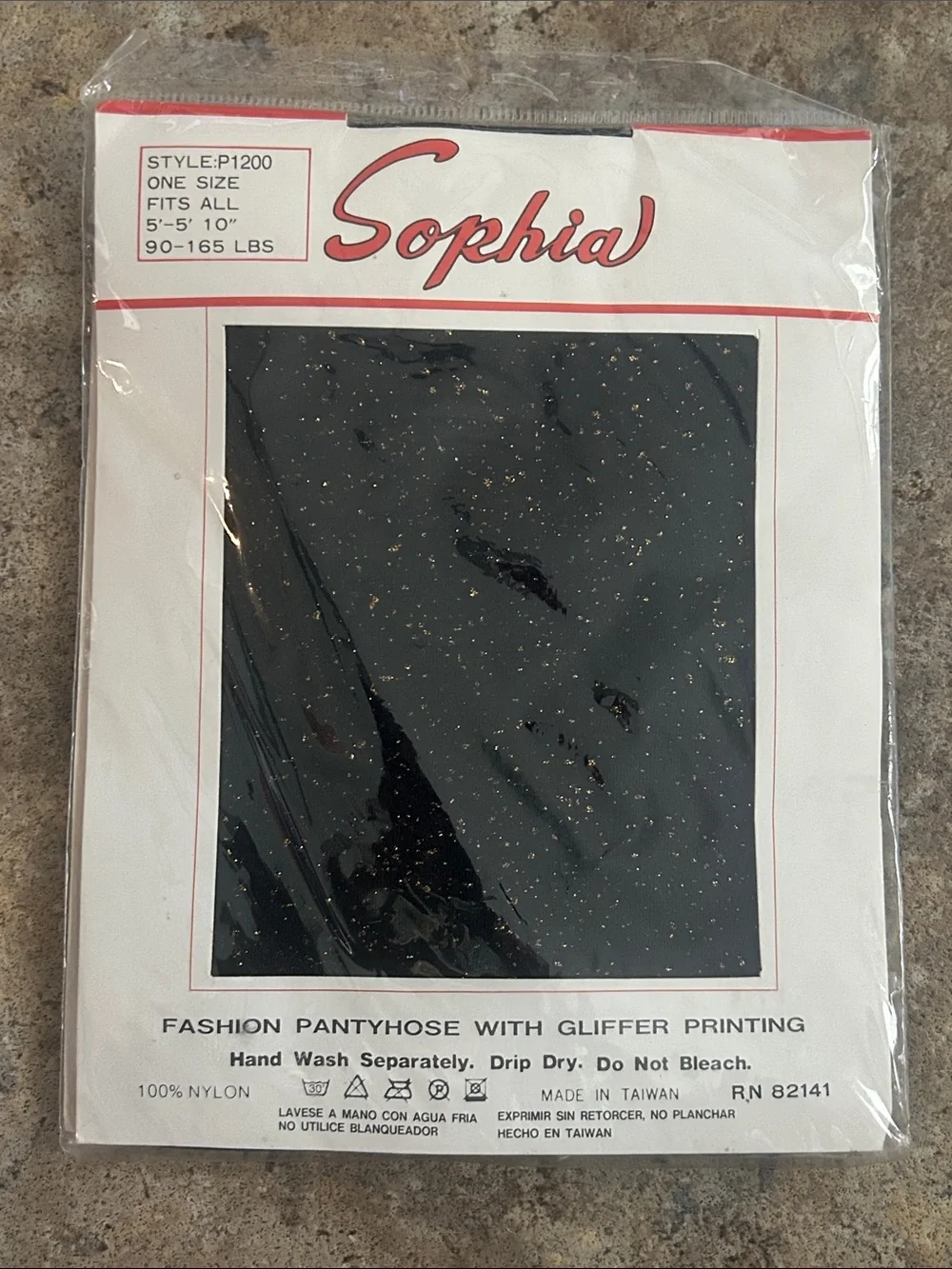 Black with Gold Glitter Fashion Pantyhose NOS